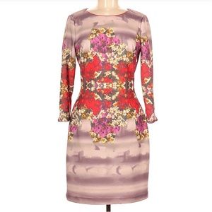 Belle Badgley Mischa Sheath Dress - Multi Red and Purple Floral - Size 8